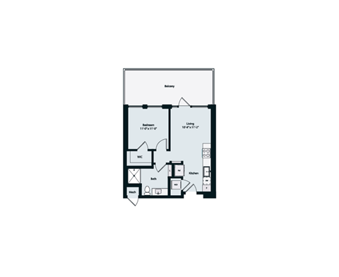 Floor plan for studio, 1 bath, 540 sqft